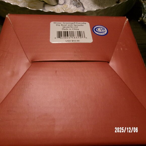 LENOX Winter Greetings DIP BOWL WITH SPREADER NEW In Box RARE #791127 RET. $43 - Picture 6 of 6